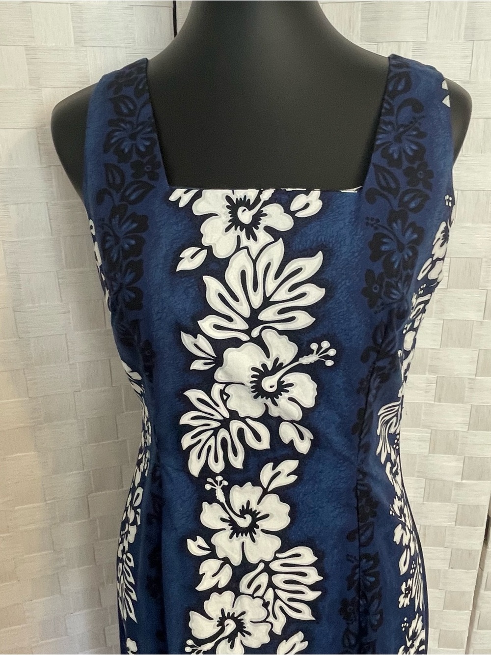 Navy & White Floral Maxi Dress - Royal Creations size Large - Picture 3 of 10